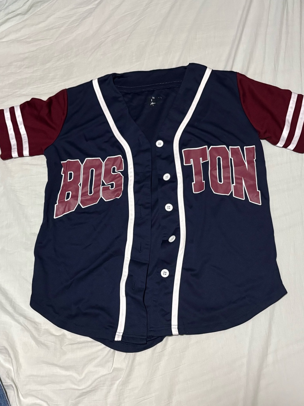 Navy and Maroon Boston Baseball Jersey Top